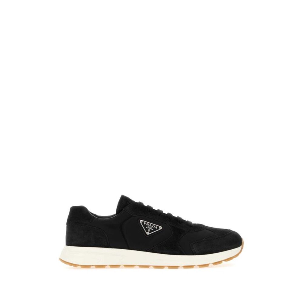 Prada Men Black Re-Nylon And Suede Sneakers
